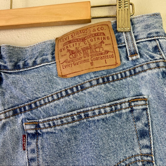 Levi’s Light Wash Vintage Denim Dad Shorts Size 14 100% Cotton High Rise Fit - Picture 7 of 16